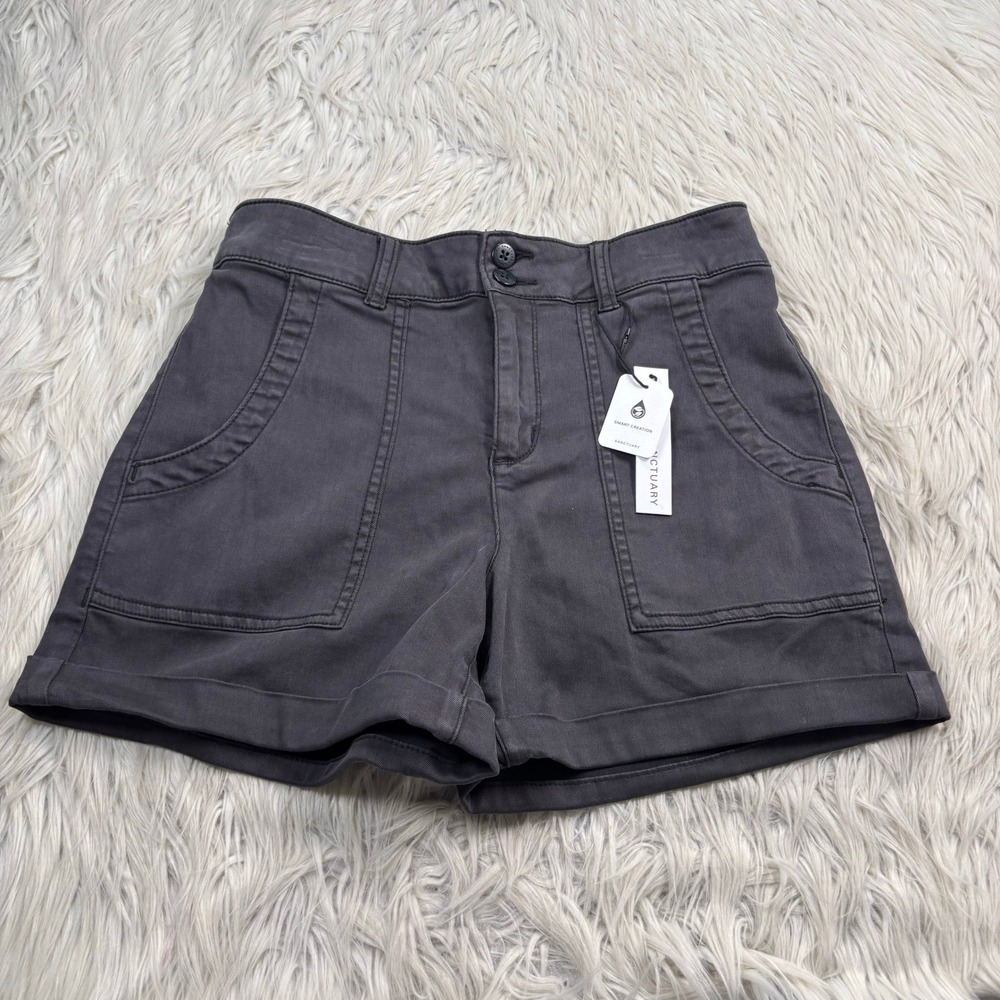 NWT Sanctuary Women's 29 Gray Renegade Hybrid Twill Shorts Utility Cargo